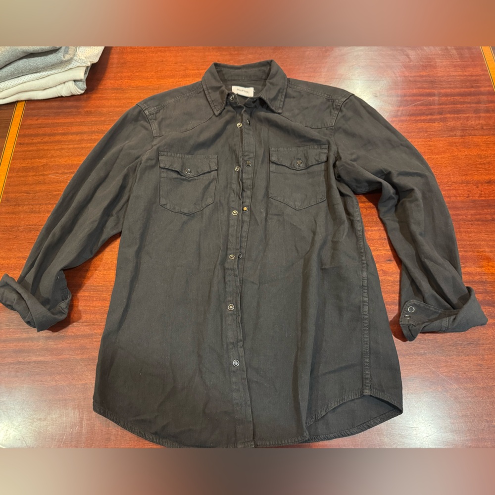 Pull and Bear Black Button-Up Shirt